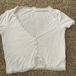 Cotton On White Lace Button-Down Shirt